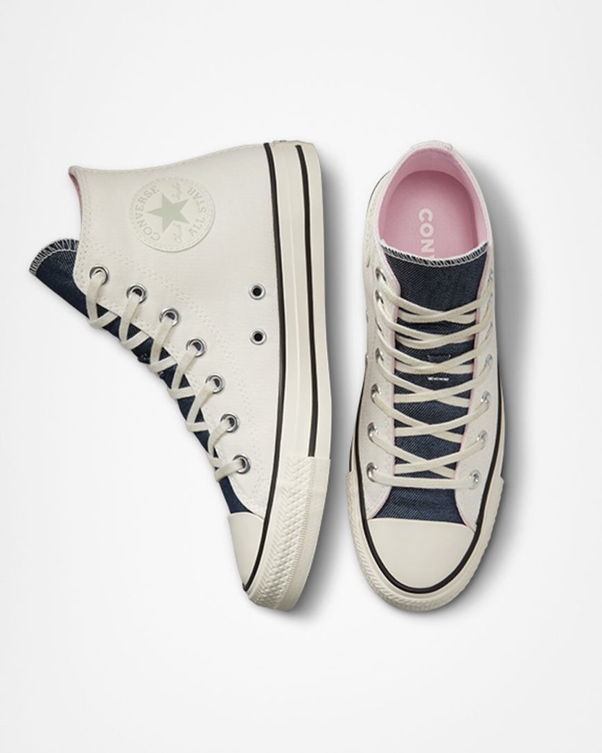 Tenisi Inalti Dama Converse Chuck Taylor All Star Denim Bej Bleumarin Masline Verzi | RO QSGYW204